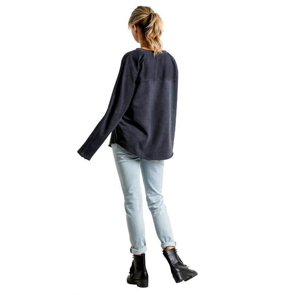 NEW UMGEE mineral washed raw hem top in black - Picture 3 of 4